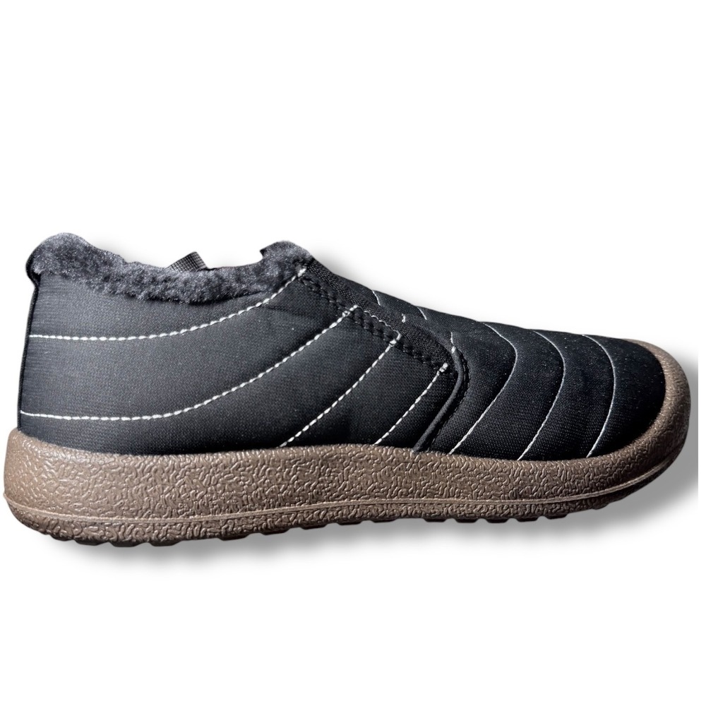 NEW Womens Black Puffer Lined Slip On Shoes Fur Lined Warm Winter Size 9 fluffy - Picture 9 of 11